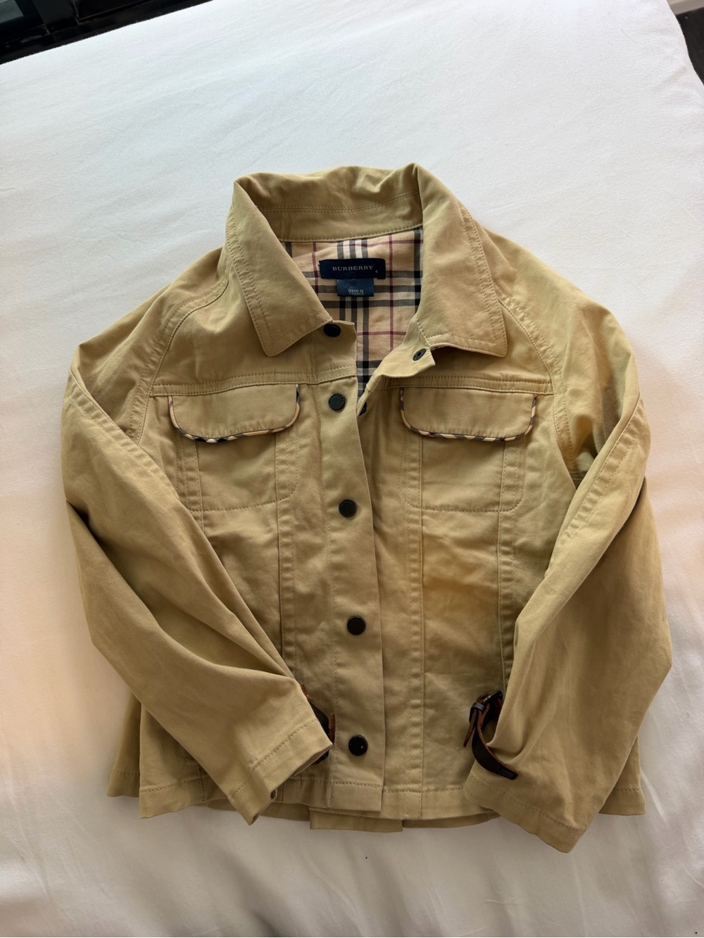 Burberry Kids Khaki Cotton Utility Jacket with Signature Check Lining / SAMPLE